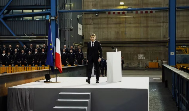 Emmanuel Macron, presidente franc&ecirc;s, durante pronunciamento/Foto: Reprodu&ccedil;&atilde;o